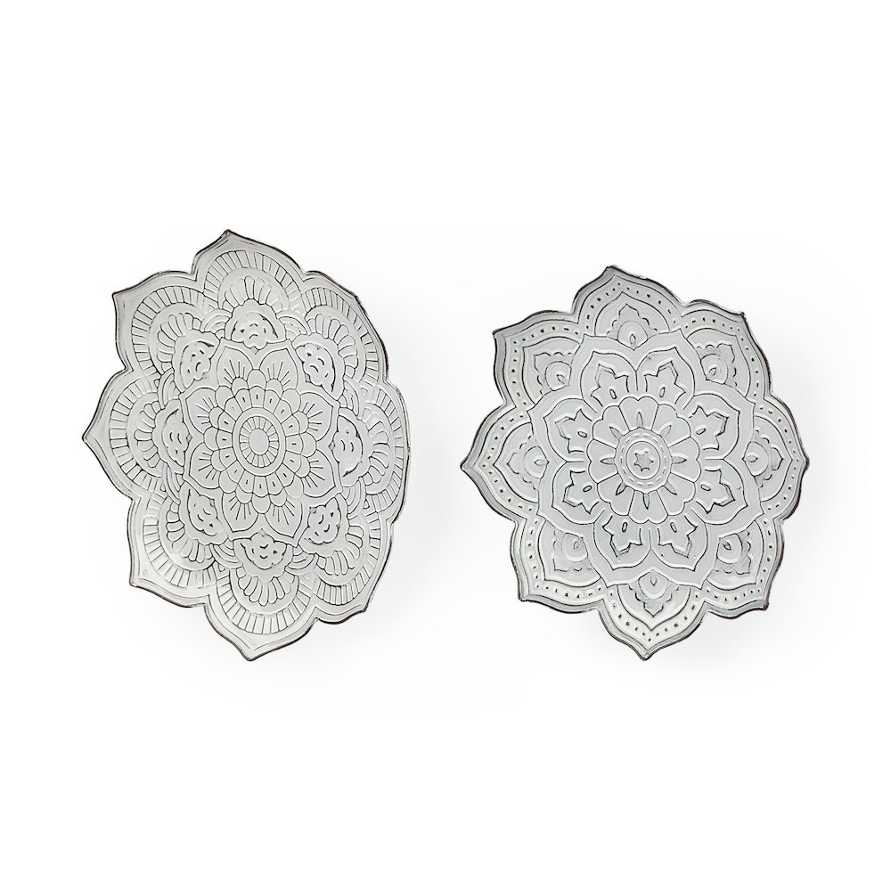 Miranda Set of 2 Stamped Metal Lotus Flower Wall Decor. Picture 1