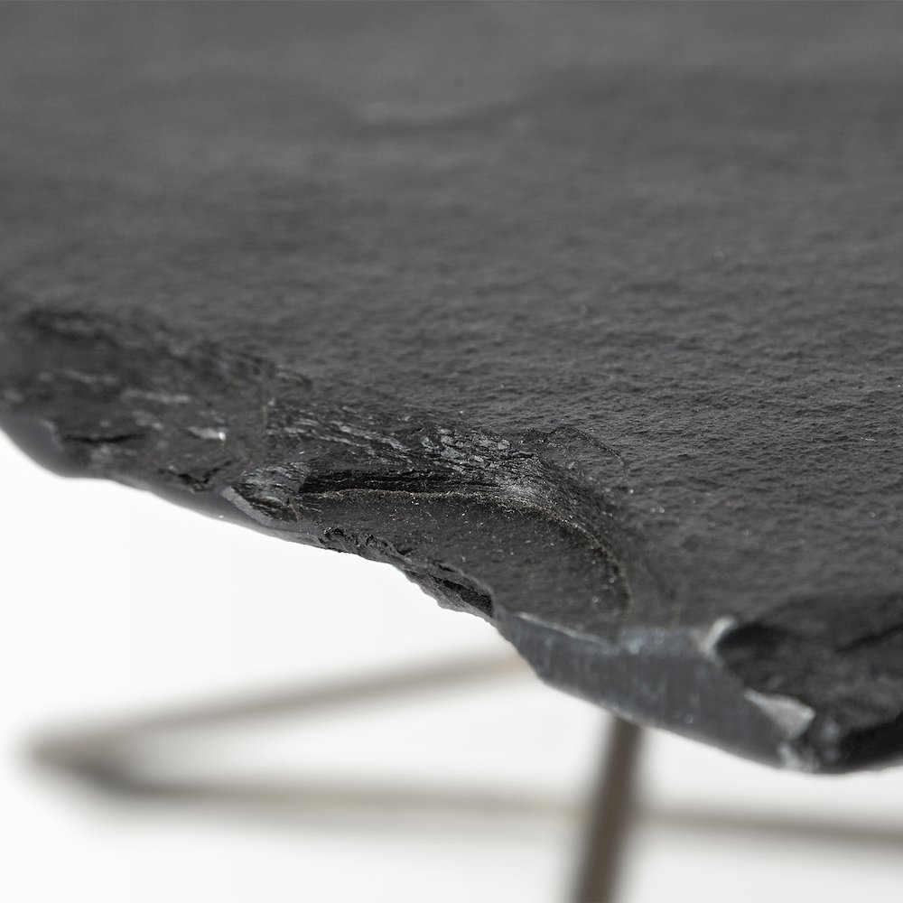 Pinera 37"x33" Black Slate With Iron Base Coffee Table. Picture 3