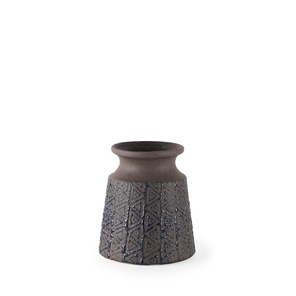 Sefina I Small Brown/Black Patterned Ceramic Vase. Picture 1