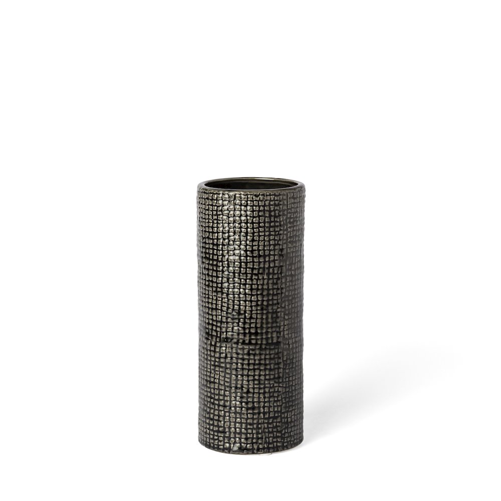 Kona II Medium Black/Gold Ceramic Vase. Picture 1