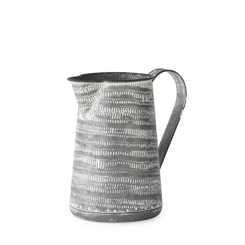 Serena I 8H Small Gray/White Textured Metal Jug. Picture 1