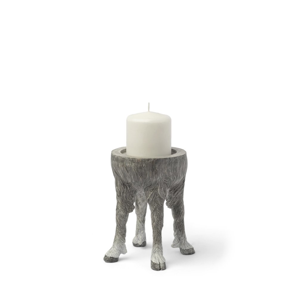 Pan Small Gray Ceramic Hoofed Table Candle Holder. Picture 1