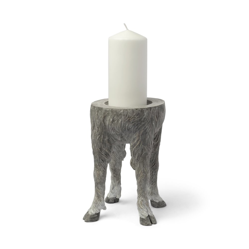 Pan Large Gray Ceramic Hoofed Table Candle Holder. Picture 1