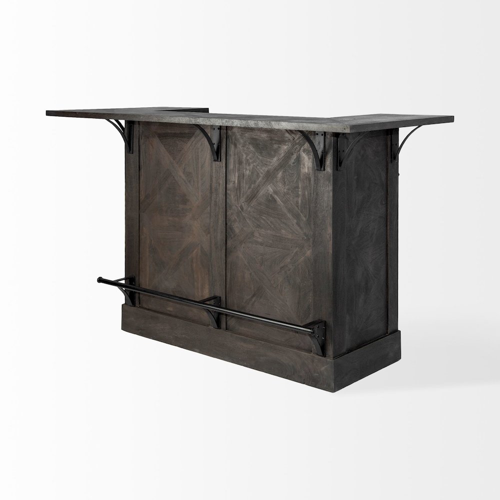 Cheers Dark Brown Solid Wood  Wine Bottle Storage Kitchen Island. Picture 4