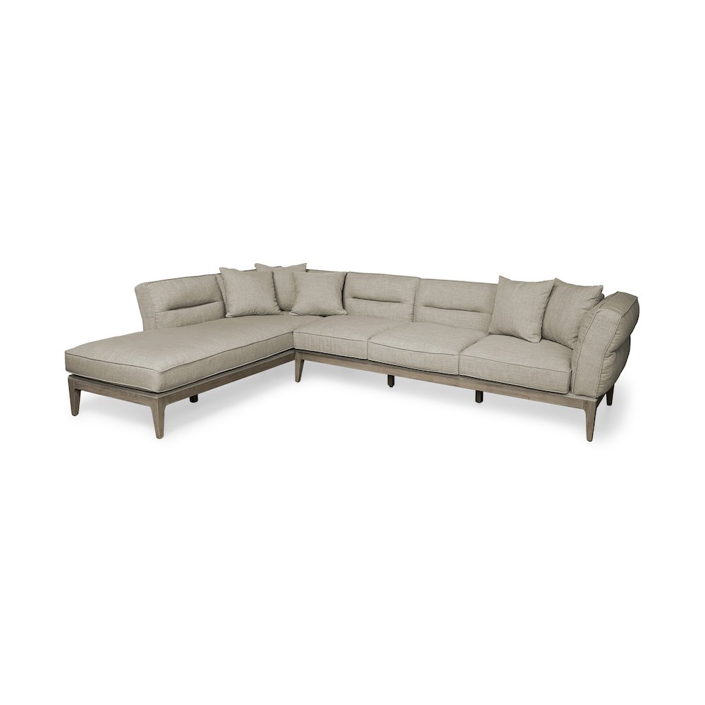 Denali IV 121" Beige Upholstered Wooden Frame Left Four Seater Sectional. Picture 1
