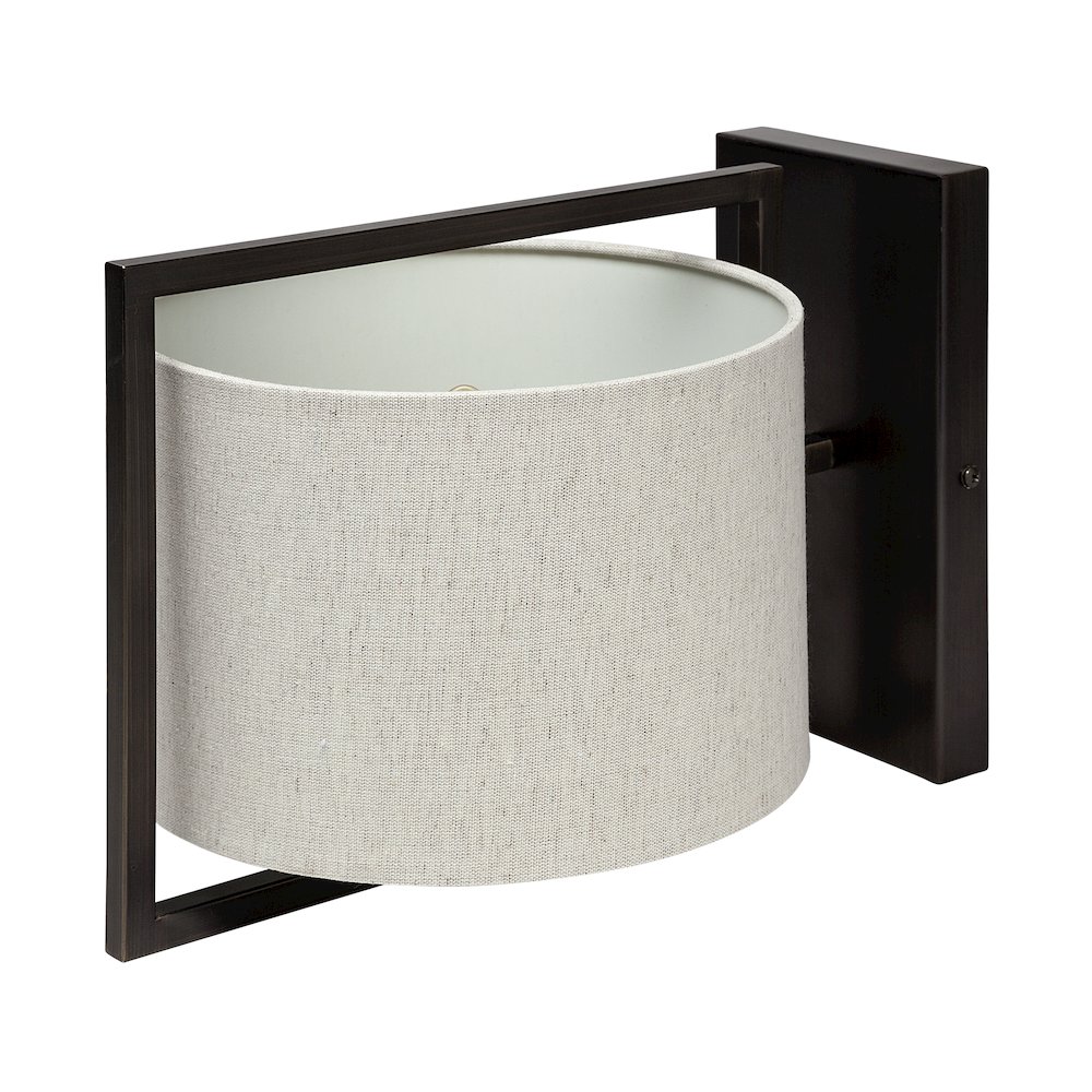 Smithe I 9x13 Black Toned Metal Cream Lampshade Wall Sconce. Picture 1