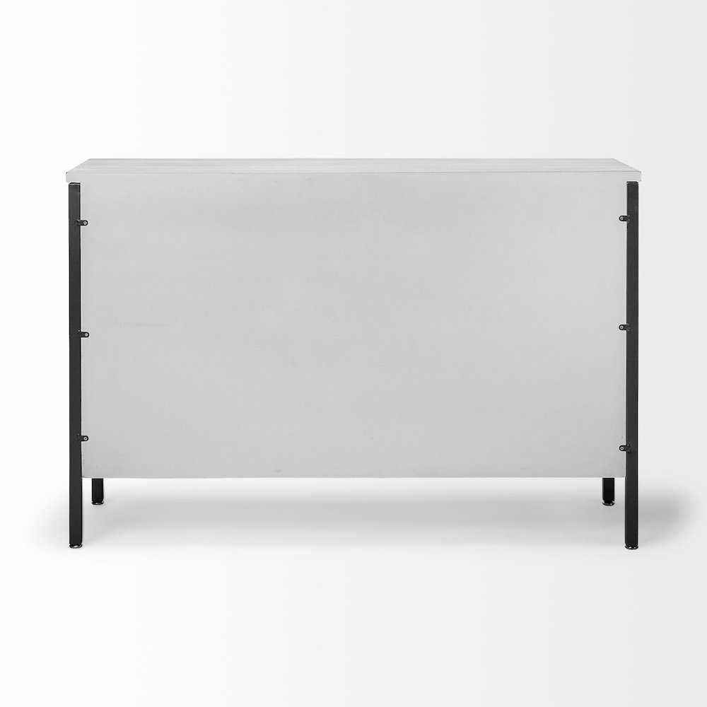 Savannah White Fir Veneer & Gray Metal 3-Door Accent Cabinet. Picture 3