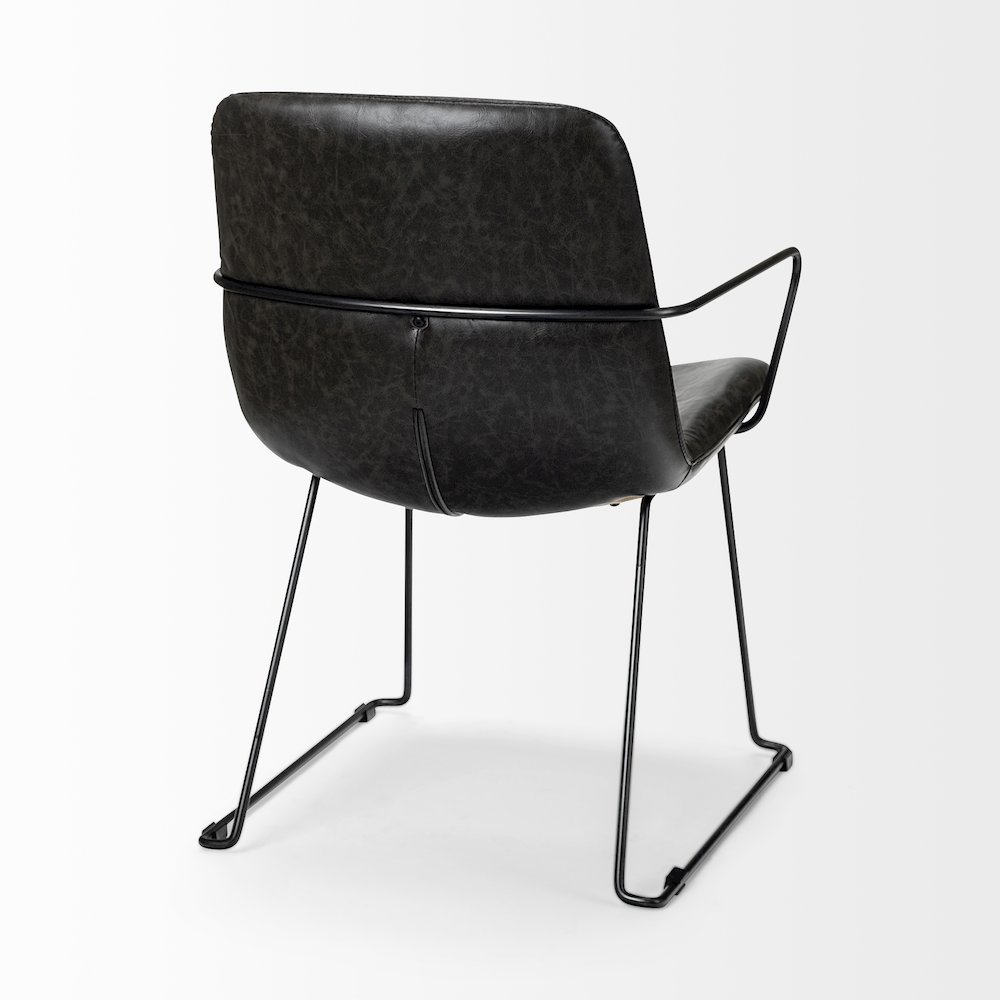 Sawyer II Black Faux-Leather Seat Black Iron Frame Dining Chair. Picture 4