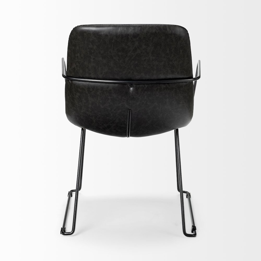 Sawyer II Black Faux-Leather Seat Black Iron Frame Dining Chair. Picture 3