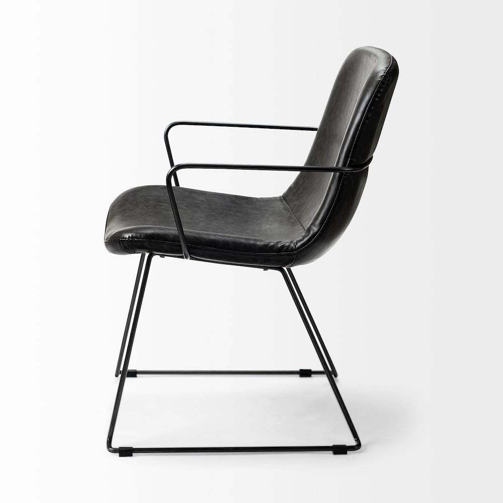 Sawyer II Black Faux-Leather Seat Black Iron Frame Dining Chair. Picture 2
