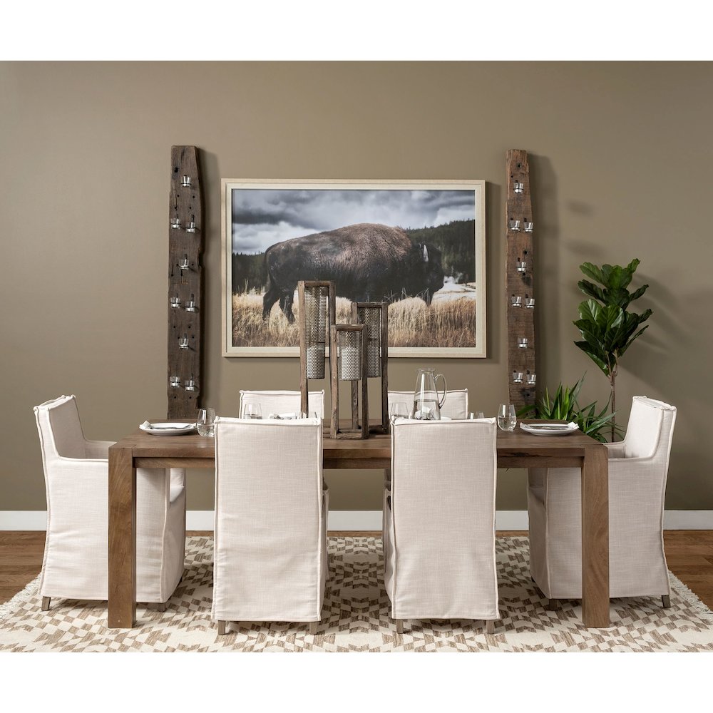 Burlington 66"H Brown Reclaimed Wood 10 Metal Ring Wall Candle Holder. Picture 3