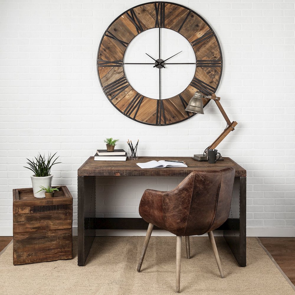 Orwell 52L x 28W Brown Wood Top Metal Cladded Frame Office Desk. Picture 5