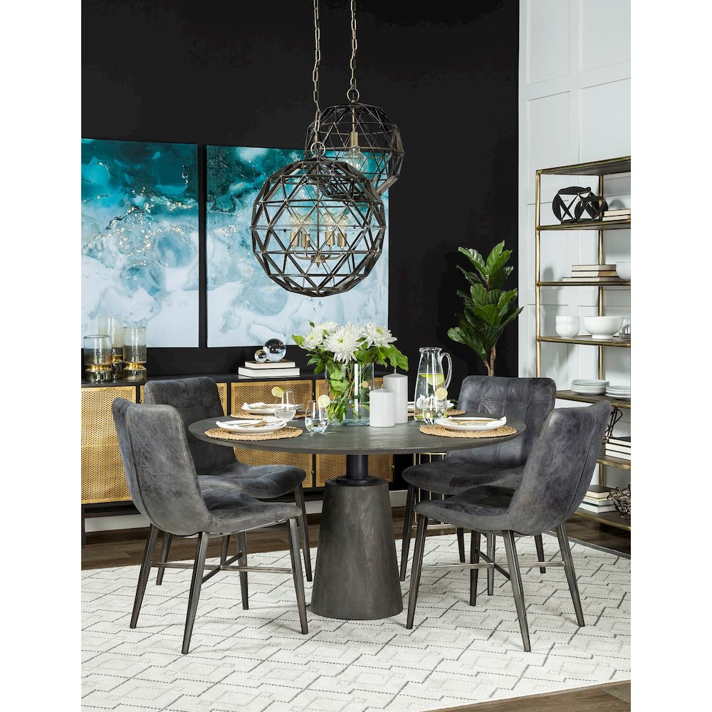 Dyson I 18x18 Black Metal Triangular Orb Pendant Light. Picture 6