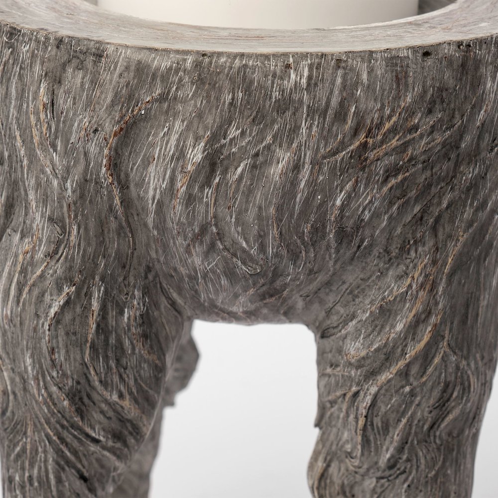 Pan Small Gray Ceramic Hoofed Table Candle Holder. Picture 3