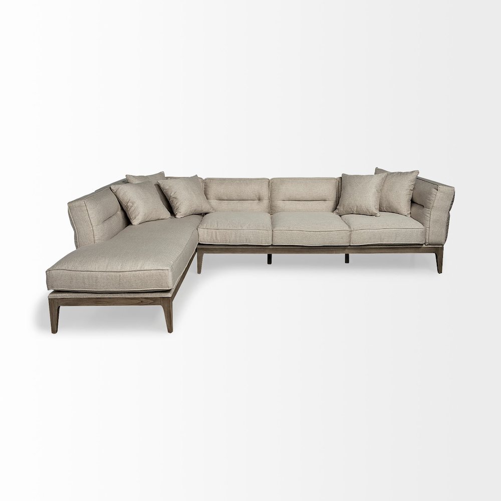 Denali IV 121" Beige Upholstered Wooden Frame Left Four Seater Sectional. Picture 3