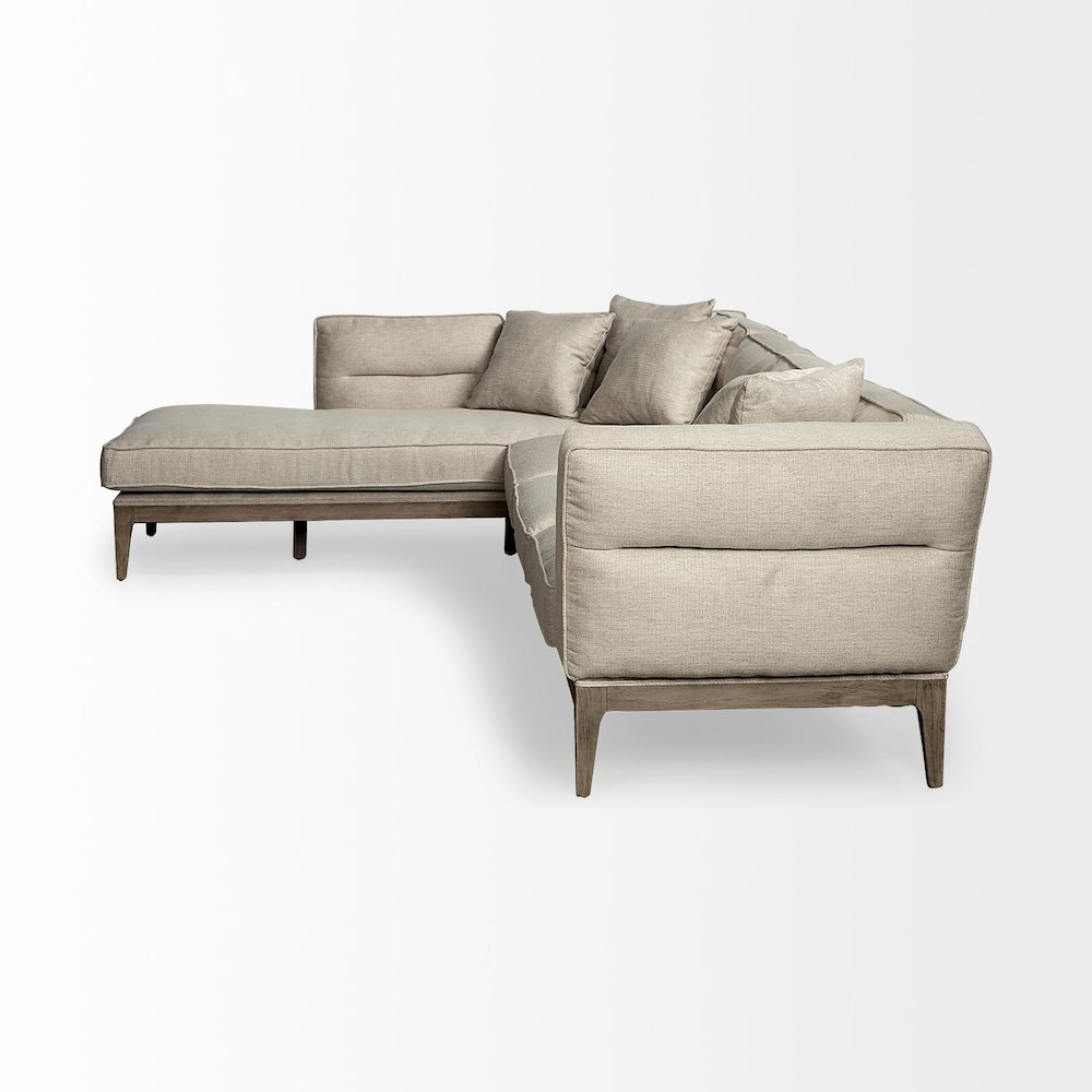 Denali IV 121" Beige Upholstered Wooden Frame Left Four Seater Sectional. Picture 7