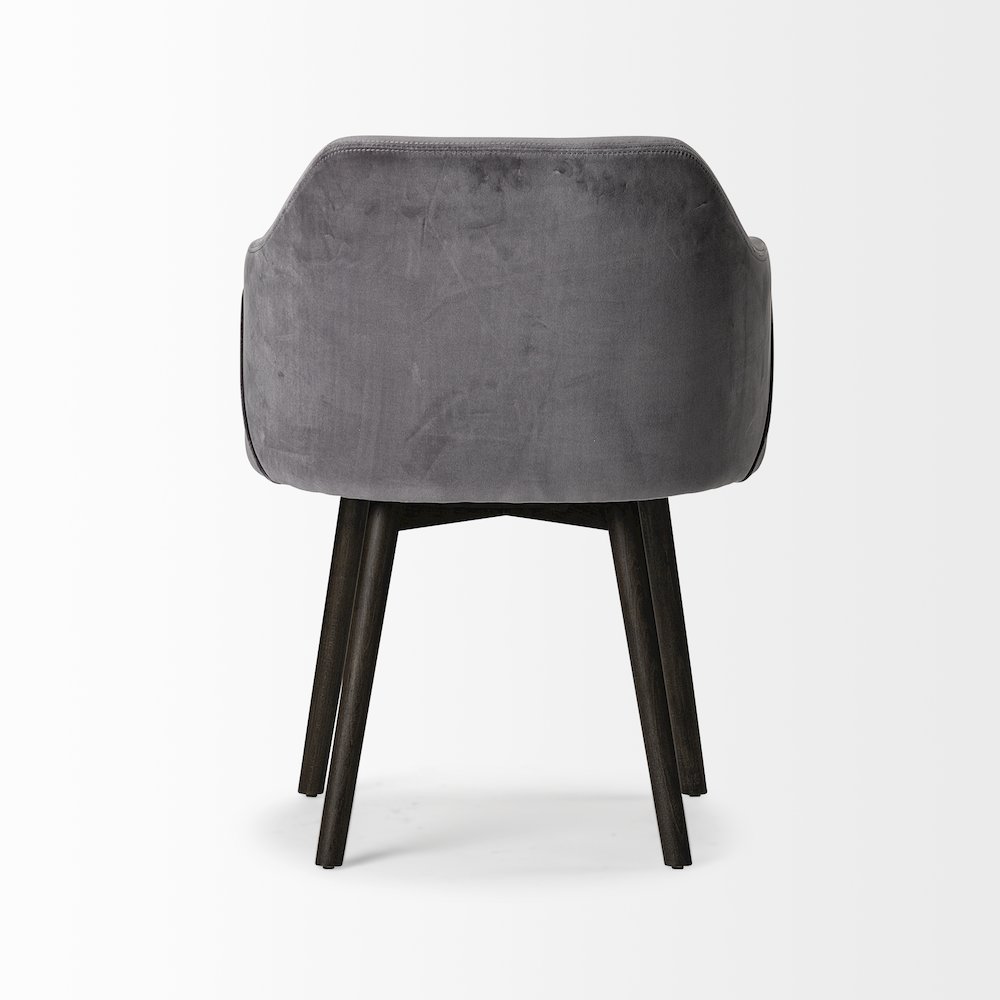 Ronald II Grey Velvet Wrap Black Wooden Base Dining Chair. Picture 4