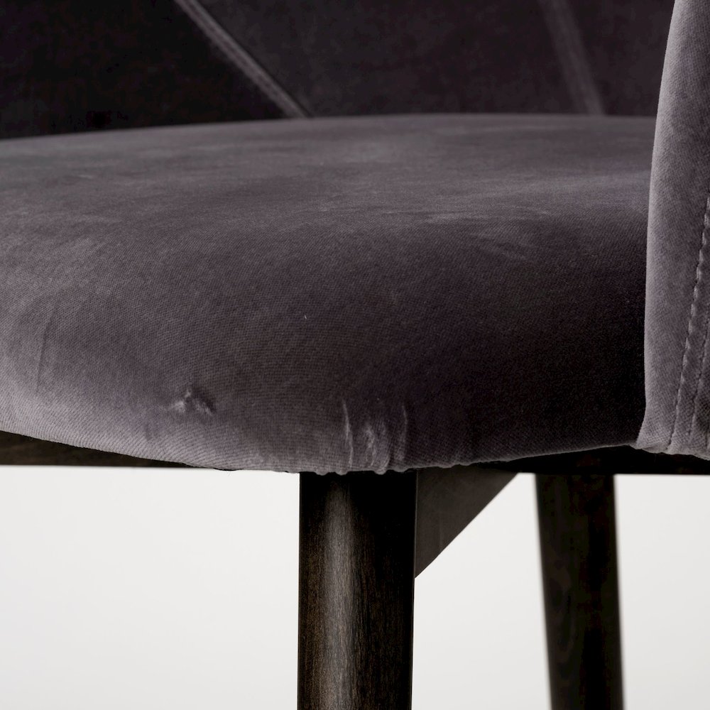 Ronald II Grey Velvet Wrap Black Wooden Base Dining Chair. Picture 7