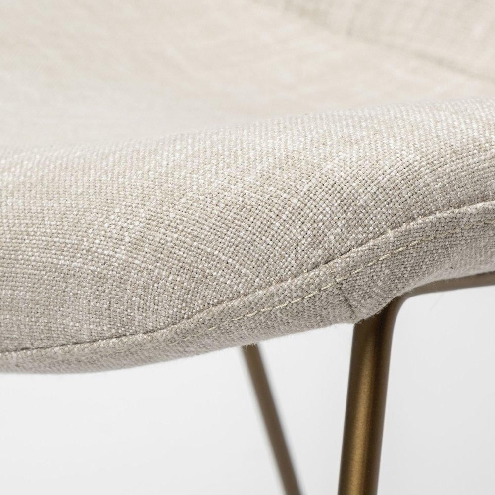 Sawyer II Beige Fabric Wrap Gold Metal Frame Dining Chair. Picture 6