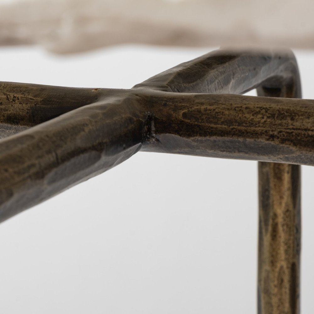 Pinera III 49L x 17W White Marble Top Gold-Toned Iron Base Console Table. Picture 5