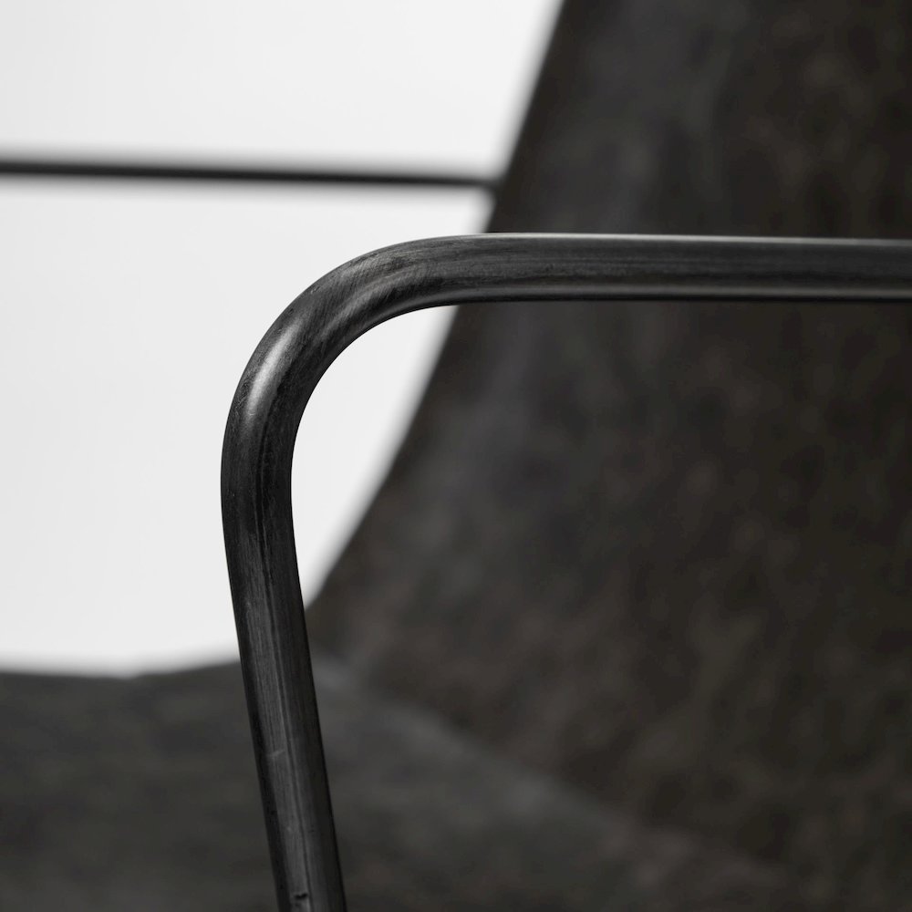 Sawyer II Black Faux-Leather Seat Black Iron Frame Dining Chair. Picture 5