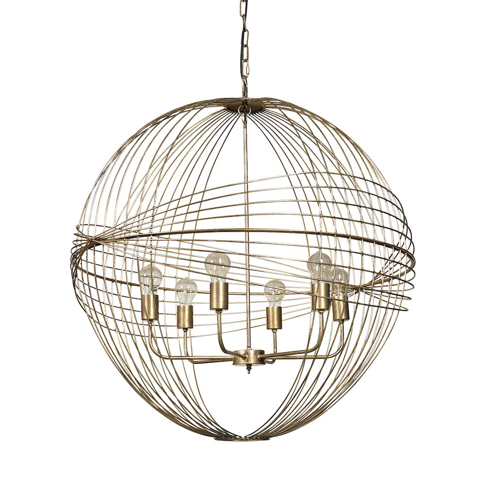 Chiron II 36L x 36W x 38H Gold Metal Globe Six Bulb Chandelier. Picture 1