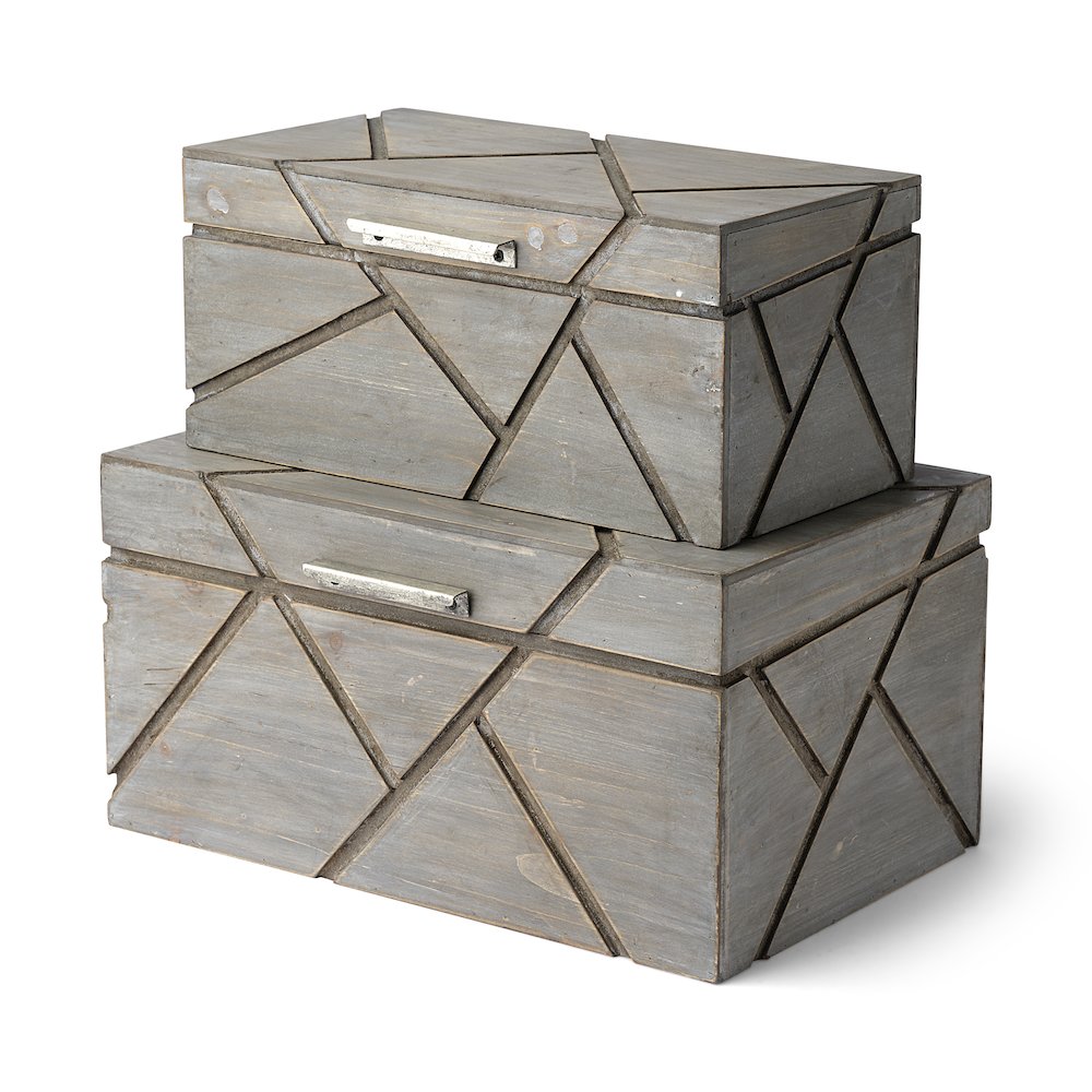 Niobe (Set of 2) 16L x 11W Gray Wooden Nesting Boxes. Picture 1