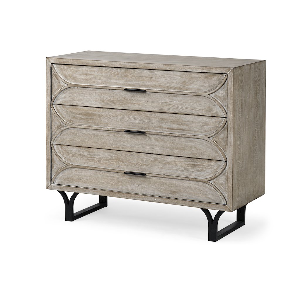 Giselle I 40L x 16W Light Brown Fir Veneer 3 Drawer Accent Cabinet. Picture 1