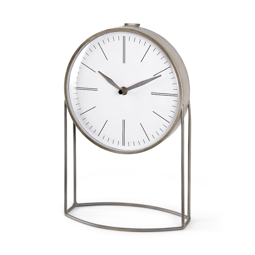 Aurus Matte Gray Metal Table Clock. Picture 1