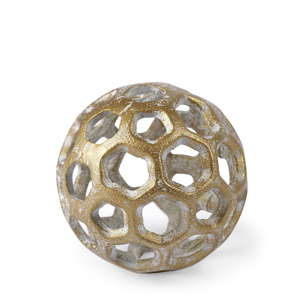 Moyer I (Small) 3L x 3W Gold Metal Hollow Decorative Orb. Picture 1