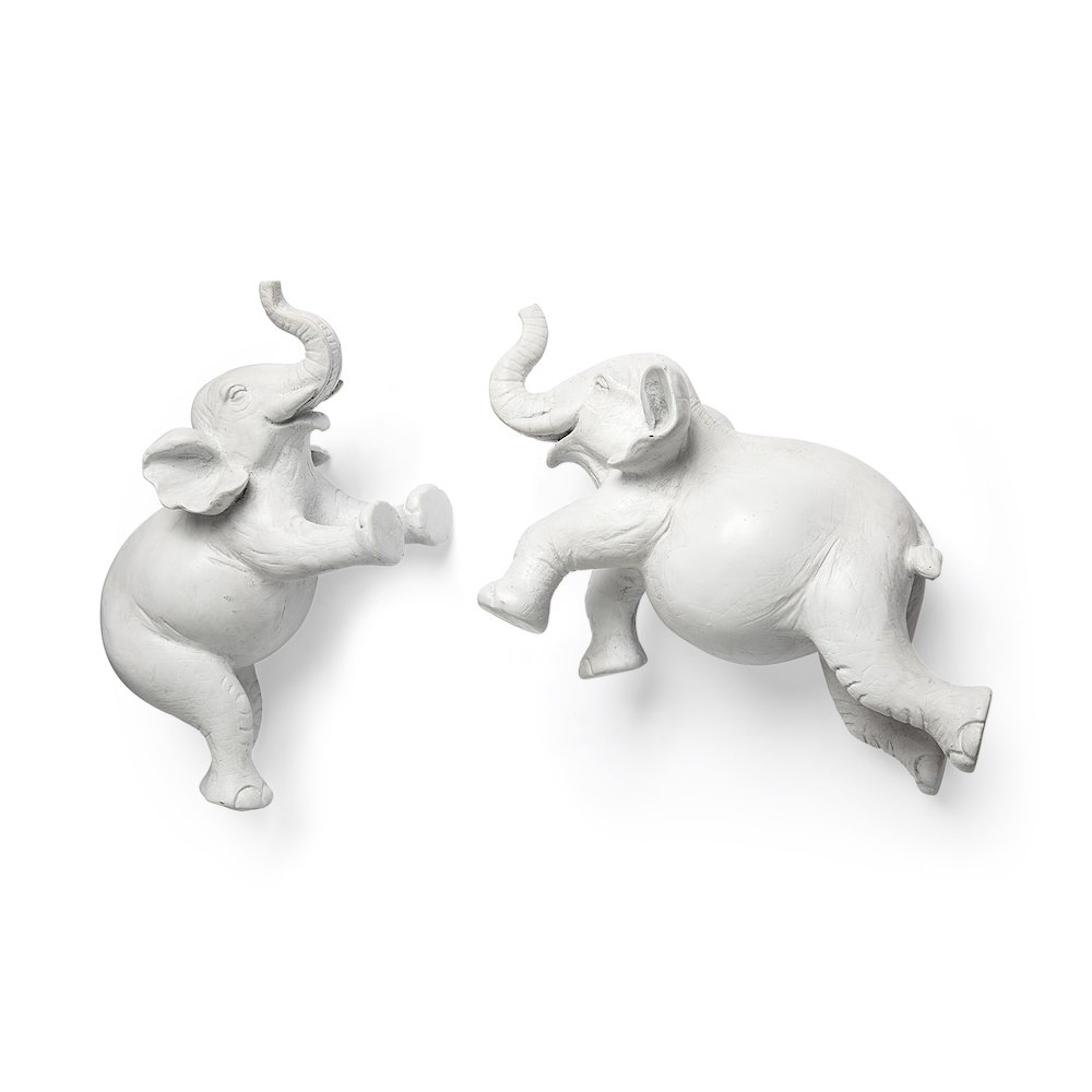Maynard Set of 2 White Elephant Wall Decorations. Picture 1