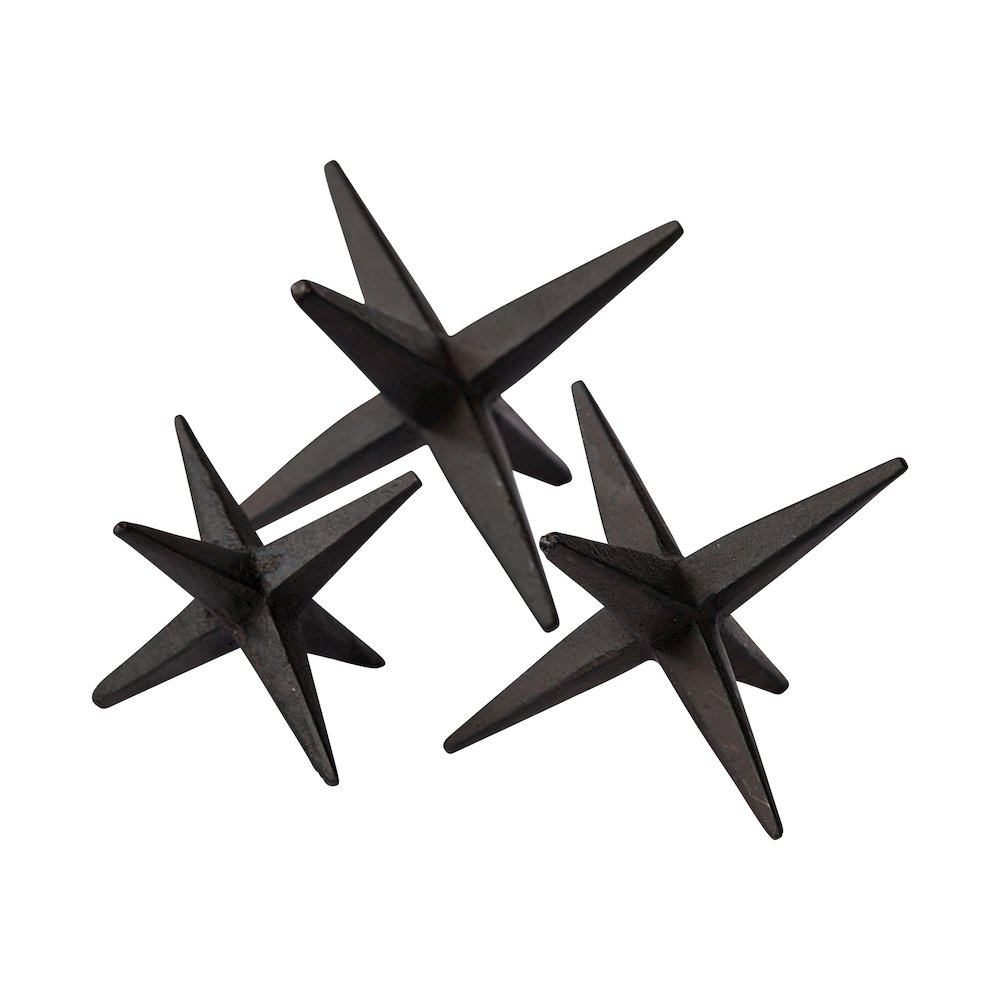 Rhea (Set of 3) Brown Cast Iron Small, Medium & Large Jacks. Picture 1