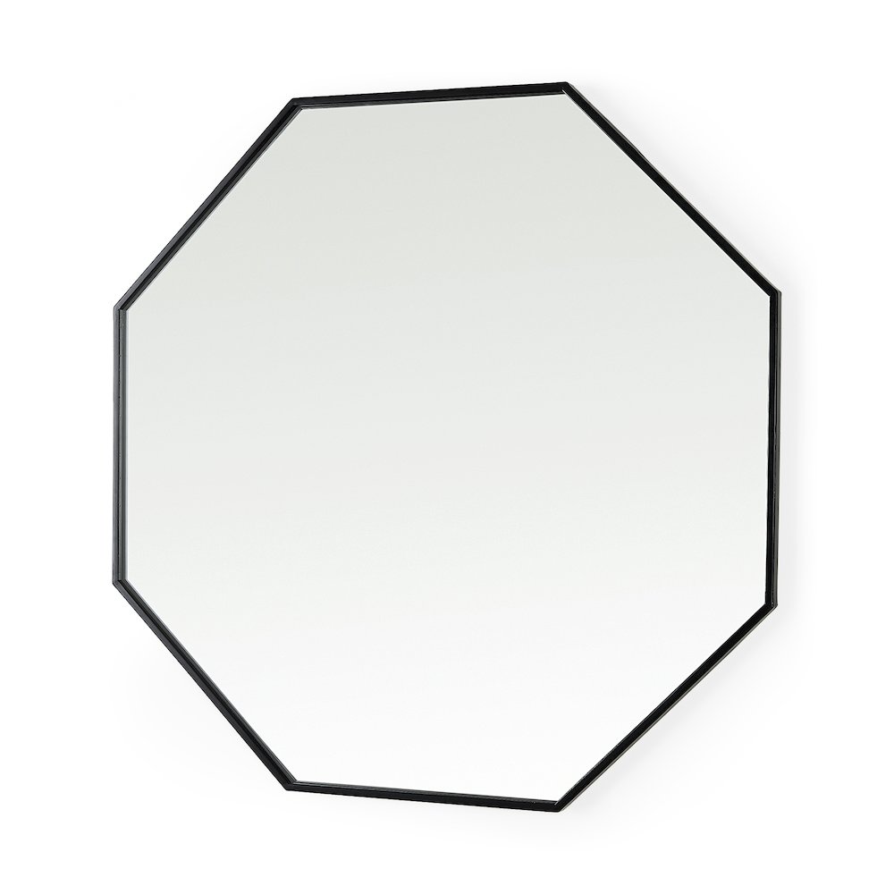 Helix 37" Octogon Black Metal Frame Mirror. Picture 1