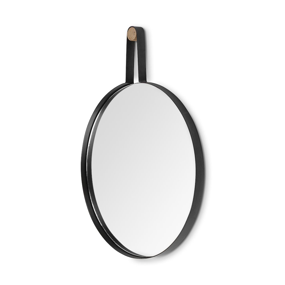 Collie 20x26 Round Black Metal Frame Mirror. Picture 1