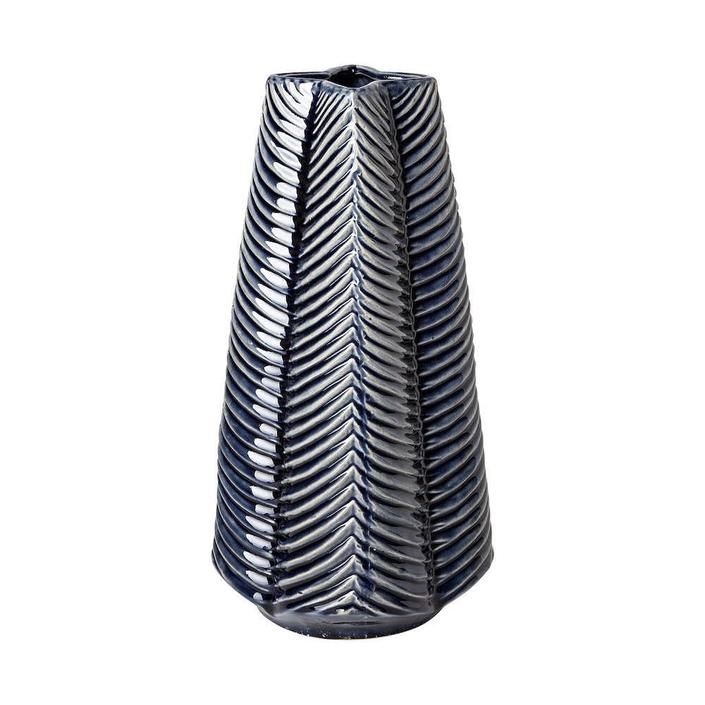 Bashir II Large Dark Navy Gloss Ceramic Vase. Picture 1