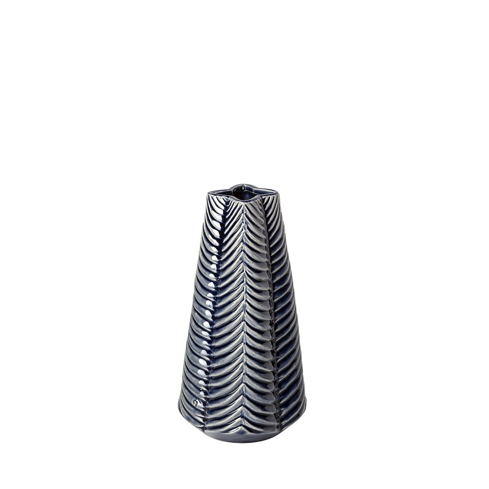 Bashir I Small Dark Navy Gloss Ceramic Vase. Picture 1