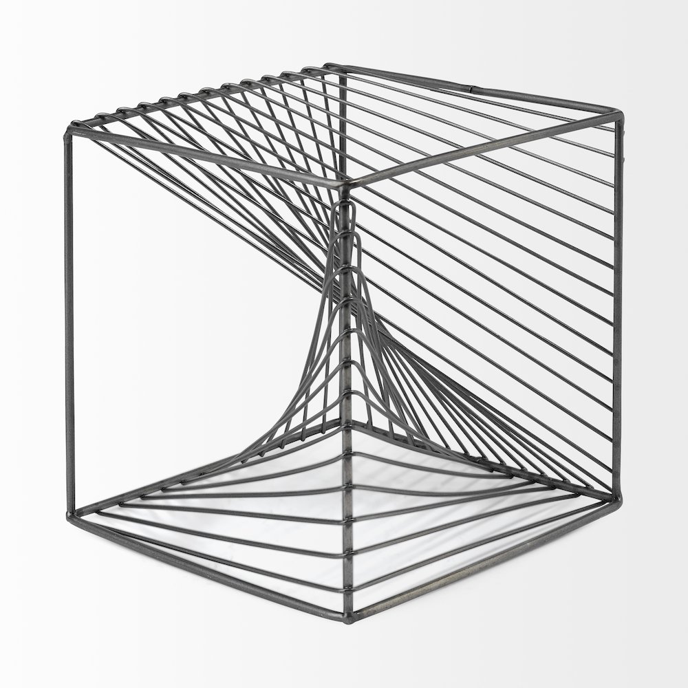 Rochon 8L x 8W Gray Metal Decorative Cube. Picture 2