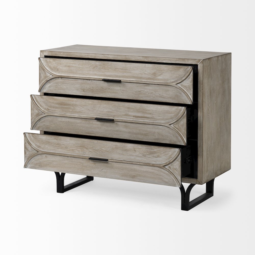 Giselle I 40L x 16W Light Brown Fir Veneer 3 Drawer Accent Cabinet. Picture 4