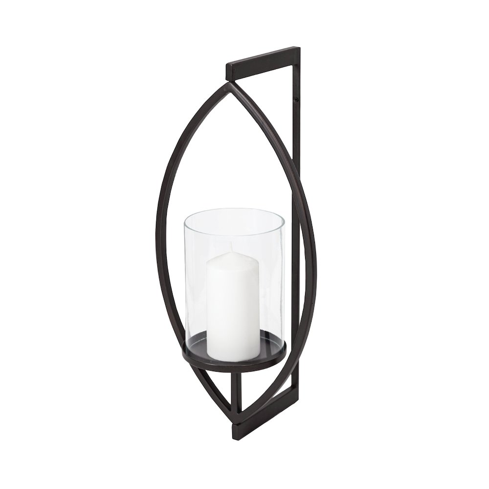 Drax 22"H Black Metal Wall Candle Holder. Picture 1