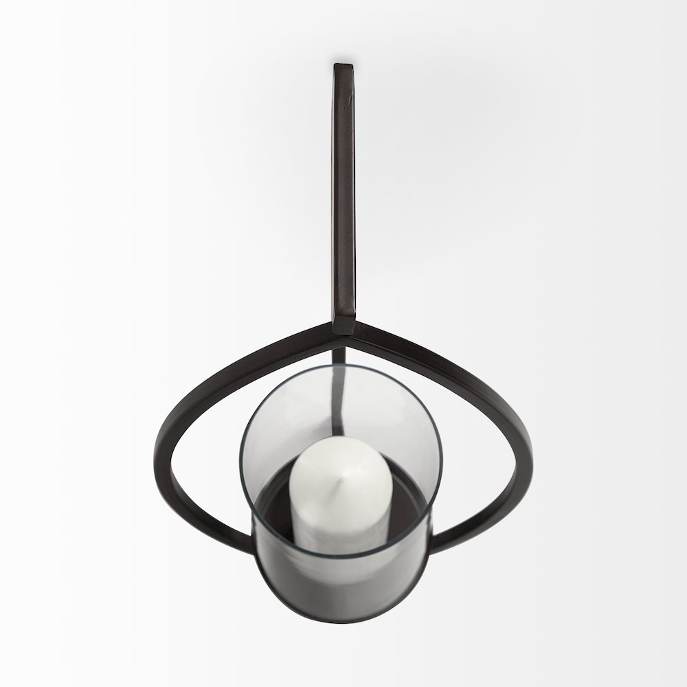 Drax 22"H Black Metal Wall Candle Holder. Picture 5