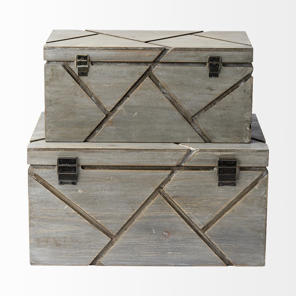 Niobe (Set of 2) 16L x 11W Gray Wooden Nesting Boxes. Picture 4