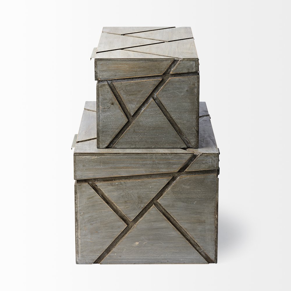 Niobe (Set of 2) 16L x 11W Gray Wooden Nesting Boxes. Picture 3