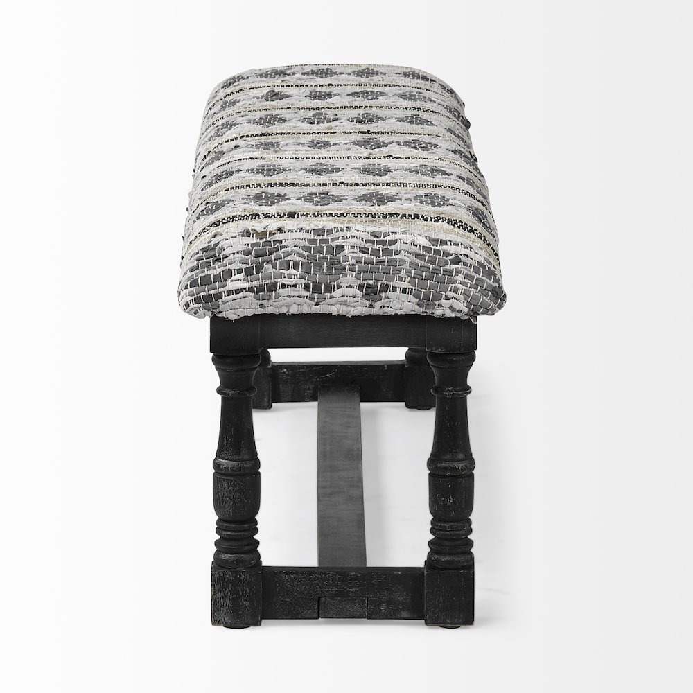 Denison II 56L x 15W Black Wood Base Woven-Leather Cushion Top Accent Bench. Picture 2