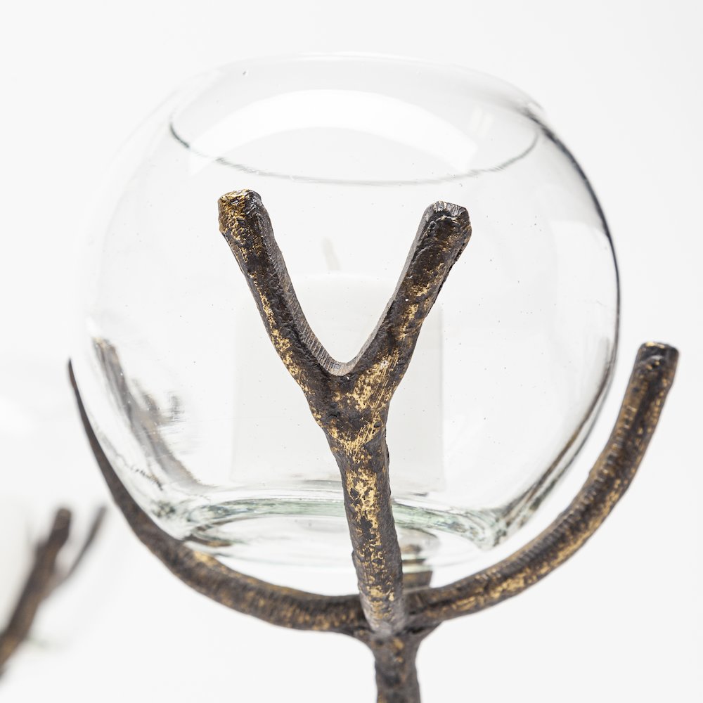 Vine II Distressed Gold Metal Creeper Five Candle Table Candle Holder. Picture 3