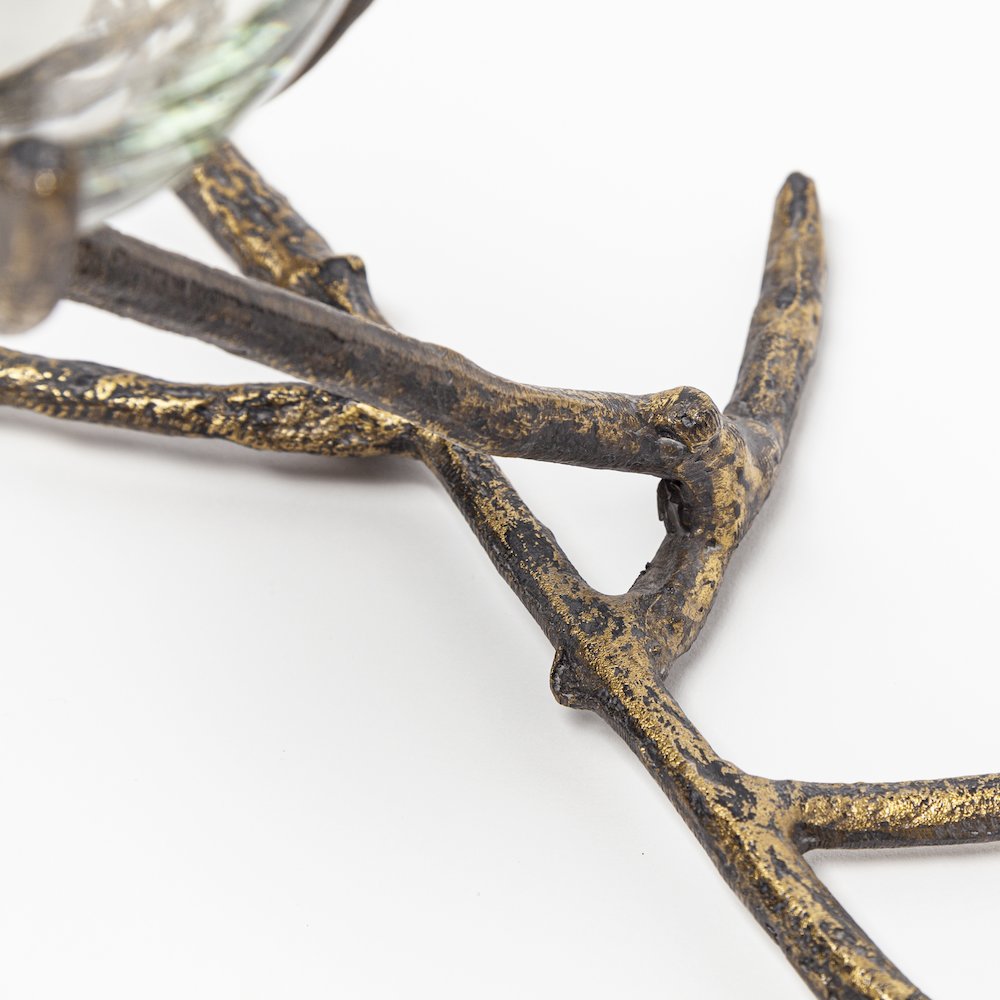 Vine II Distressed Gold Metal Creeper Five Candle Table Candle Holder. Picture 4