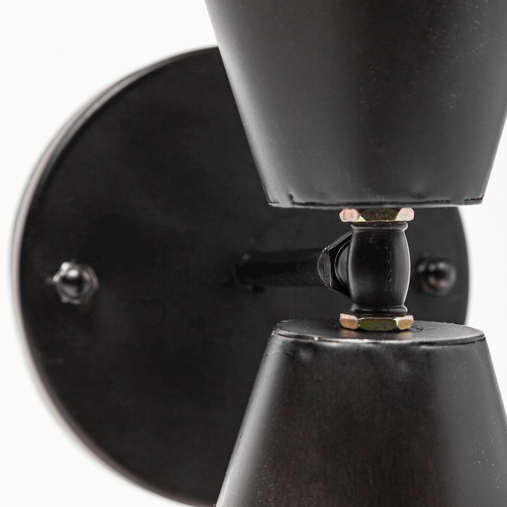 Eris II 7.3x12.6 Black Metal w/Gold Accent Double-Cone Wall Sconce. Picture 4