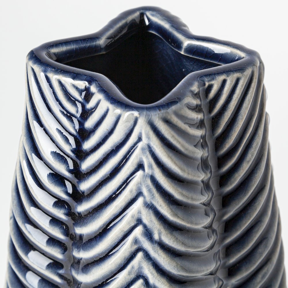 Bashir I Small Dark Navy Gloss Ceramic Vase. Picture 4