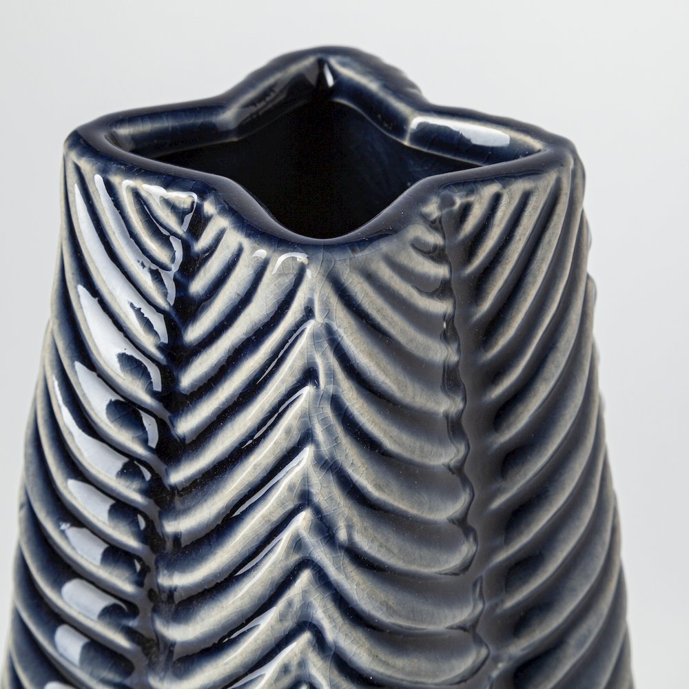 Bashir II Large Dark Navy Gloss Ceramic Vase. Picture 4