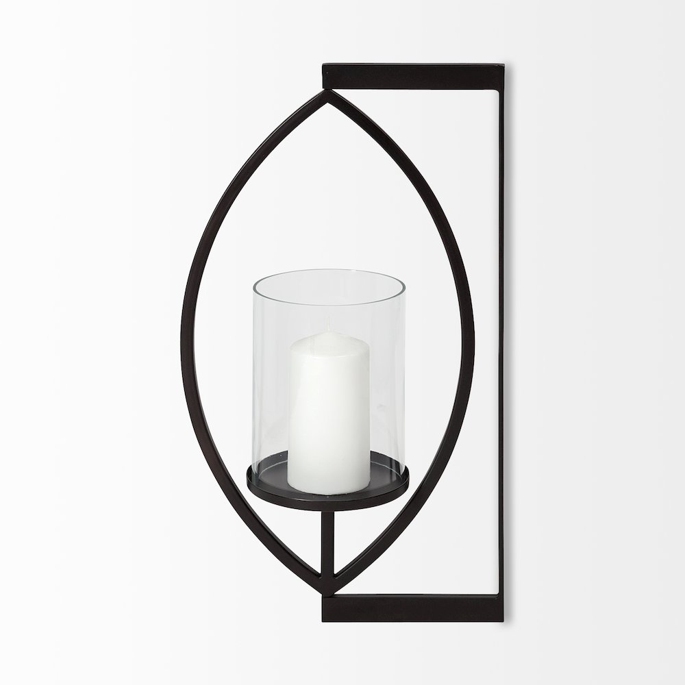 Drax 22"H Black Metal Wall Candle Holder. Picture 3