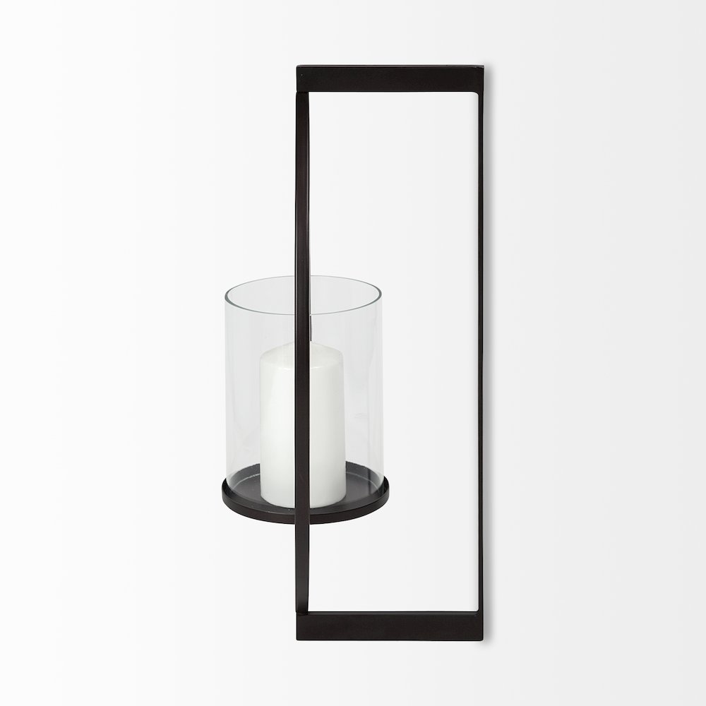 Drax 22"H Black Metal Wall Candle Holder. Picture 2